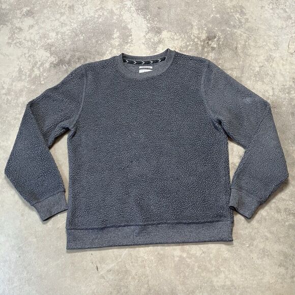 Lucky Brand Sweatshirt Womens Large Gray Shearless Fleece Faux Fur Cozy Pullover - Picture 1 of 8